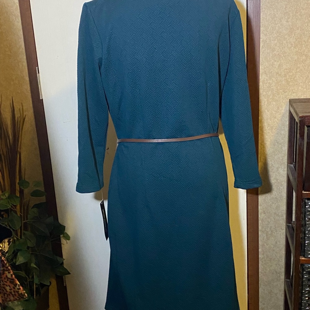 NWT Beautiful periwinkle blue dress with brown tasseled belt with attached hoops - Picture 10 of 12